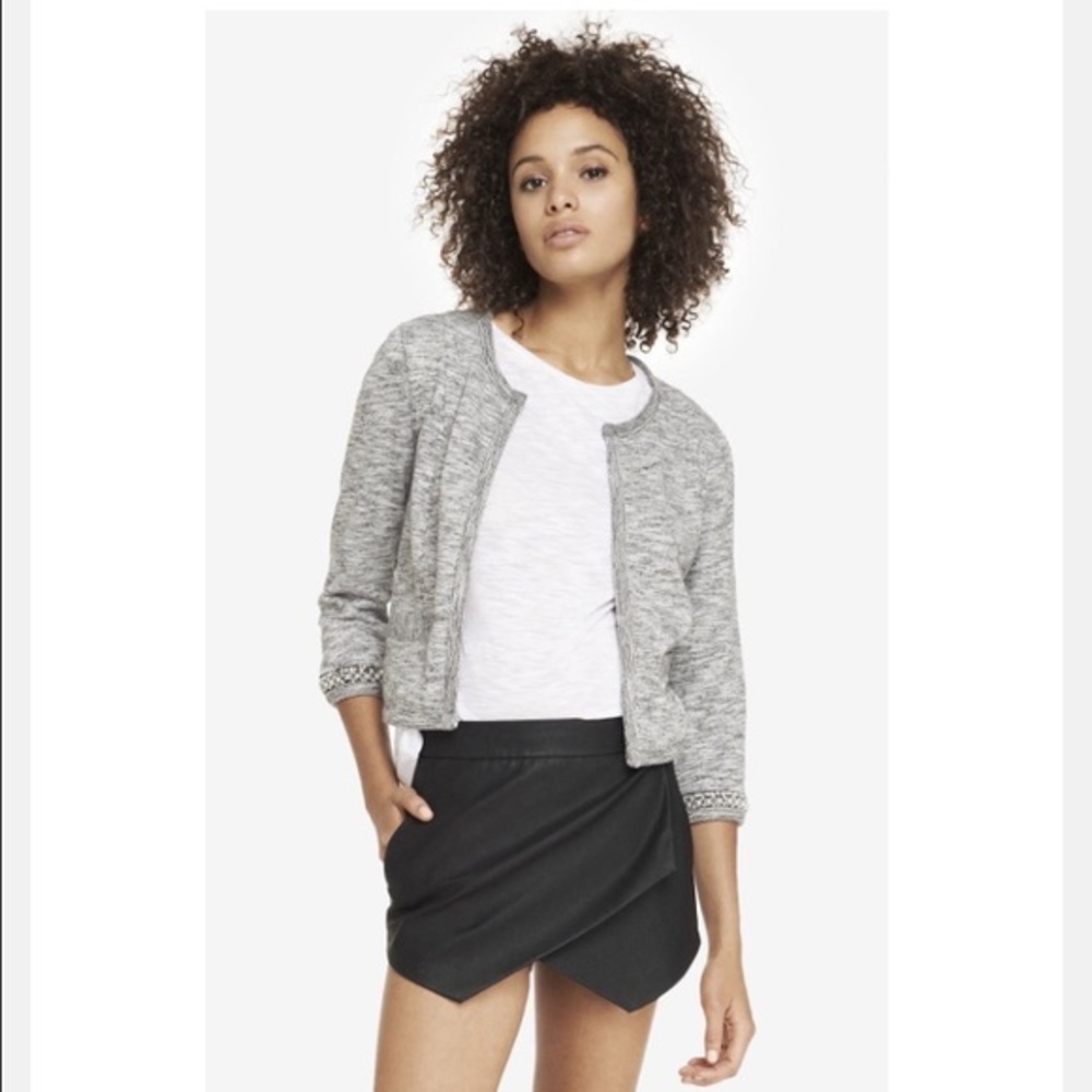 Express Embellished Gray Sweater Size XS
